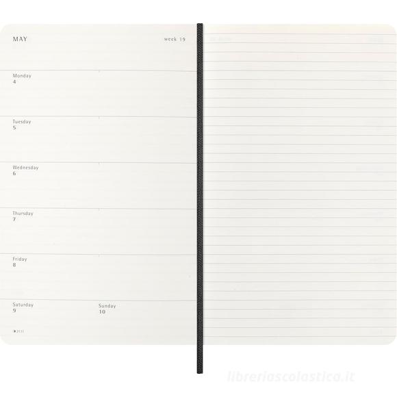 Moleskine 12 mesi - Agenda settimanale nero - Large copertina morbida 2026