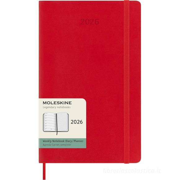 Moleskine 12 mesi - Agenda settimanale rosso scarlatto - Large copertina morbida 2026
