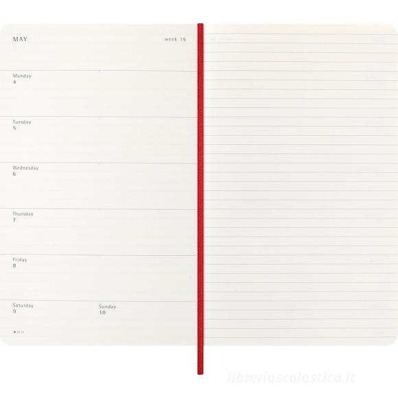 Moleskine 12 mesi - Agenda settimanale rosso scarlatto - Large copertina morbida 2026