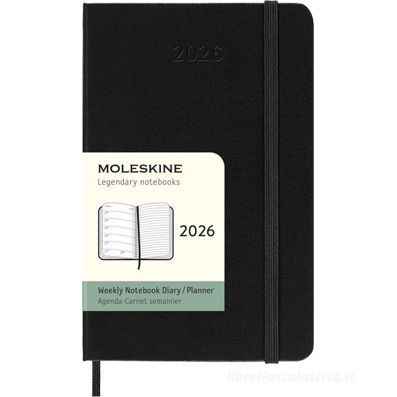 Moleskine 12 mesi - Agenda settimanale nero - Pocket copertina rigida 2026
