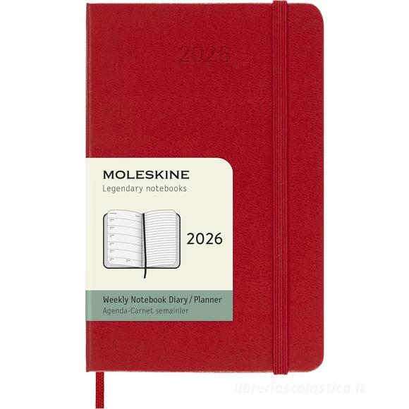 Moleskine 12 mesi - Agenda settimanale rosso scarlatto - Pocket copertina rigida 2026
