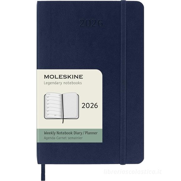 Moleskine 12 mesi - Agenda settimanale blu zaffiro - Pocket copertina morbida 2026