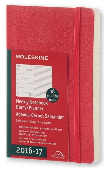 Moleskine 18 mesi - Agenda settimanale rossa - Pocket Copertina morbida 2016-2017
