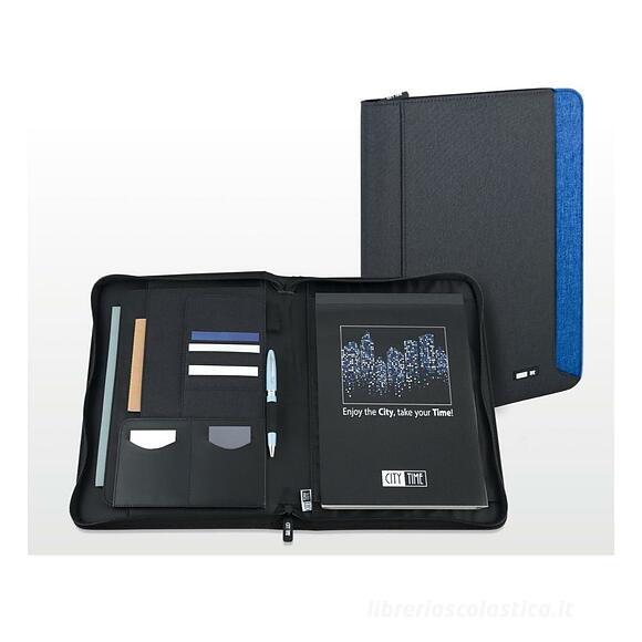 Porta blocco formato A4 Dual City Time blu: Porta documenti di Niji
