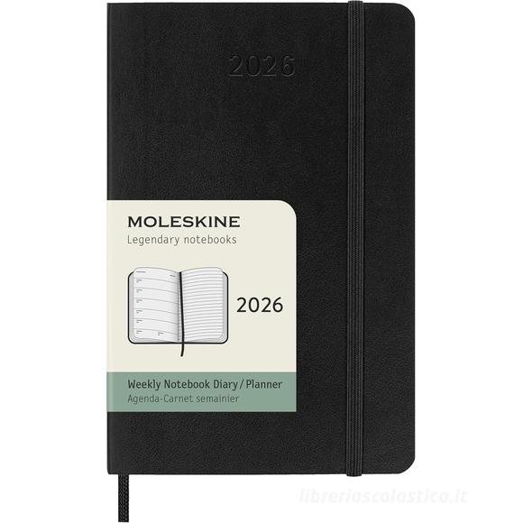 Moleskine 12 mesi - Agenda settimanale nero - Pocket copertina morbida 2026