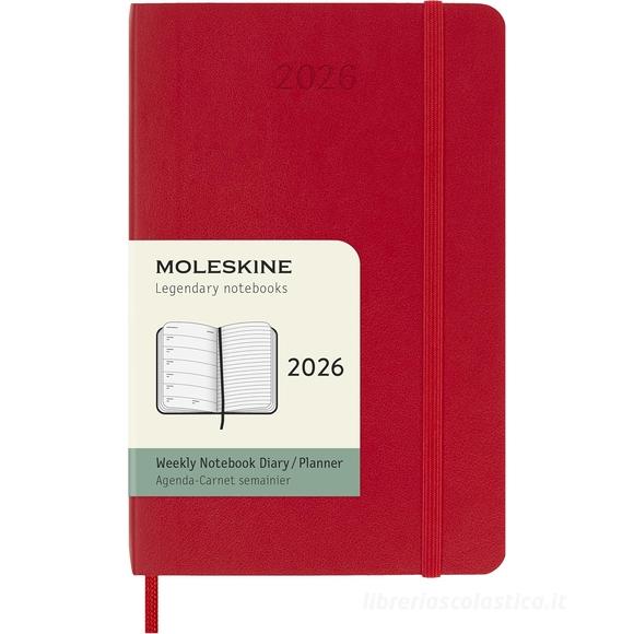 Moleskine 12 mesi - Agenda settimanale rosso scarlatto - Pocket copertina morbida 2026
