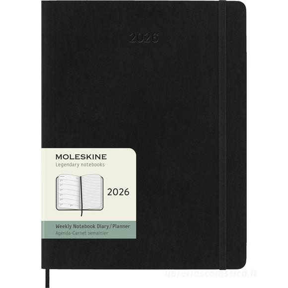 Moleskine 12 mesi - Agenda settimanale nero - Extra Large copertina morbida 2026