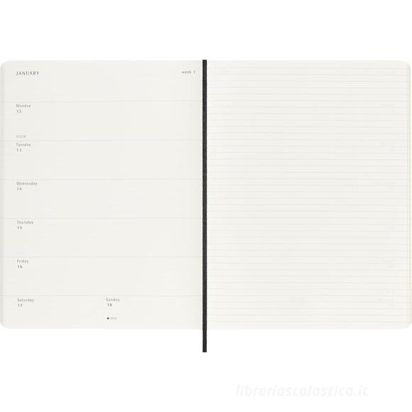 Moleskine 12 mesi - Agenda settimanale nero - Extra Large copertina morbida 2026