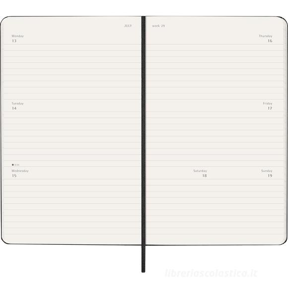 Moleskine 12 mesi - Agenda settimanale orizzontale nero - Large copertina rigida 2026