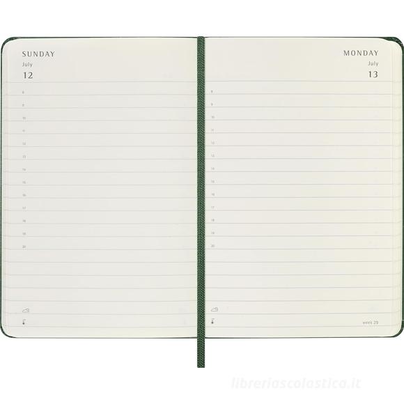 Moleskine 12 mesi - Agenda giornaliera verde mirto - Pocket copertina rigida 2026