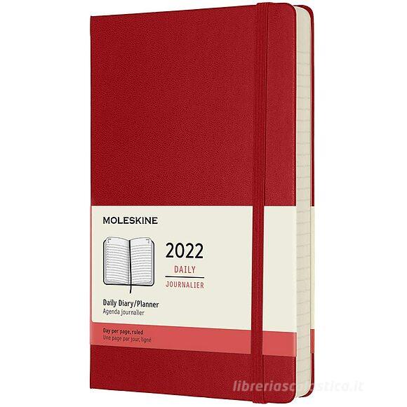 Moleskine 12 mesi - Agenda giornaliera rosso scarlatto - Large copertina rigida 2022