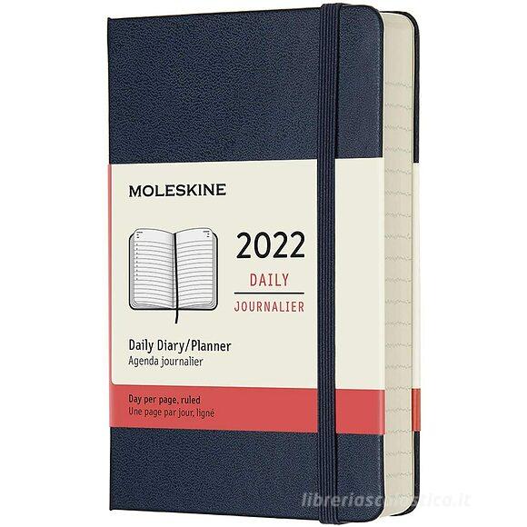 Moleskine 12 mesi - Agenda giornaliera blu zaffiro - Pocket copertina rigida 2022