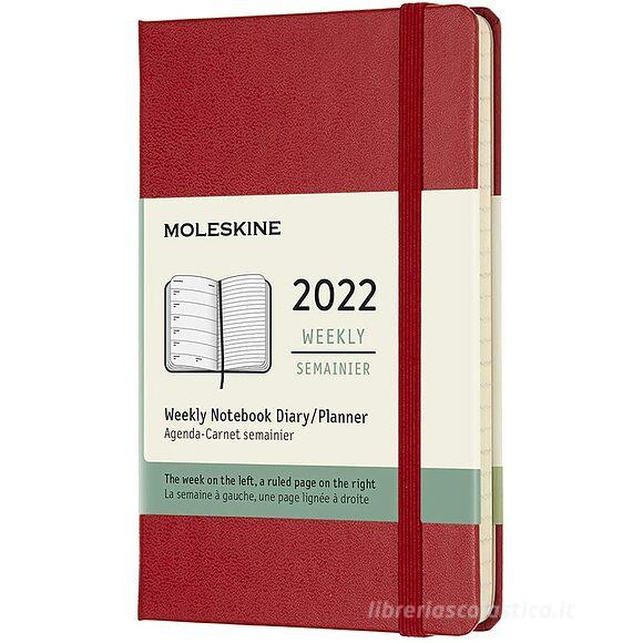 Moleskine 12 mesi - Agenda settimanale rosso scarlatto - Pocket copertina rigida 2022
