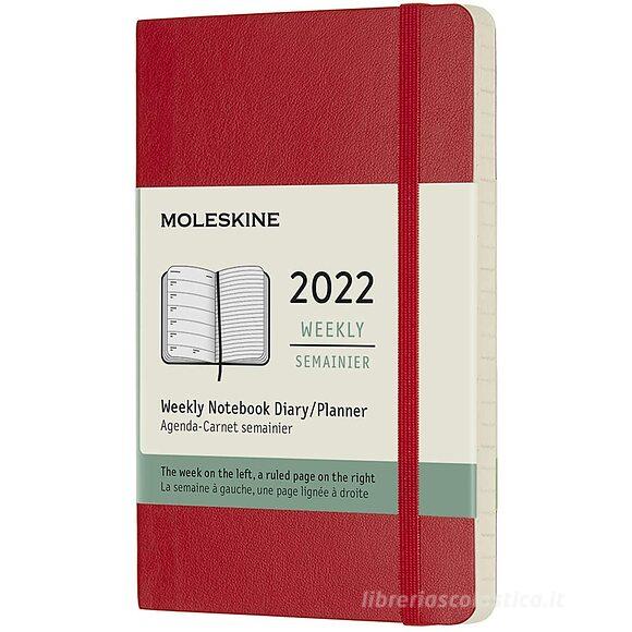 Moleskine 12 mesi - Agenda settimanale rosso scarlatto - Pocket copertina morbida 2022