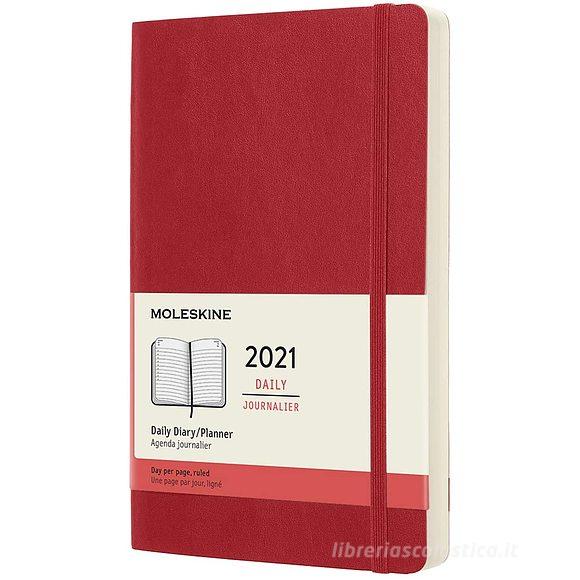 Moleskine 12 mesi - Agenda giornaliera rosso scarlatto - Large copertina morbida 2021