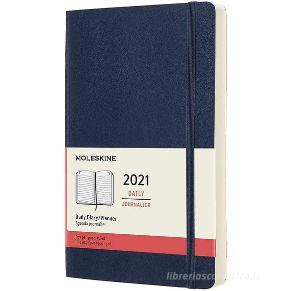 Moleskine 12 mesi - Agenda giornaliera blu zaffiro - Large copertina morbida 2021