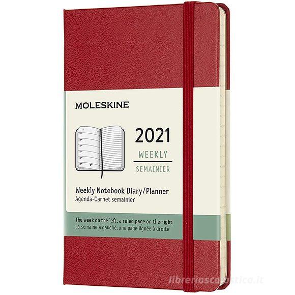 Moleskine 12 mesi - Agenda settimanale rosso scarlatto - Pocket copertina rigida 2021