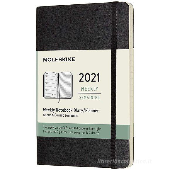 Moleskine 12 mesi - Agenda settimanale nero - Pocket copertina morbida 2021