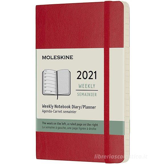 Moleskine 12 mesi - Agenda settimanale rosso scarlatto - Pocket copertina morbida 2021