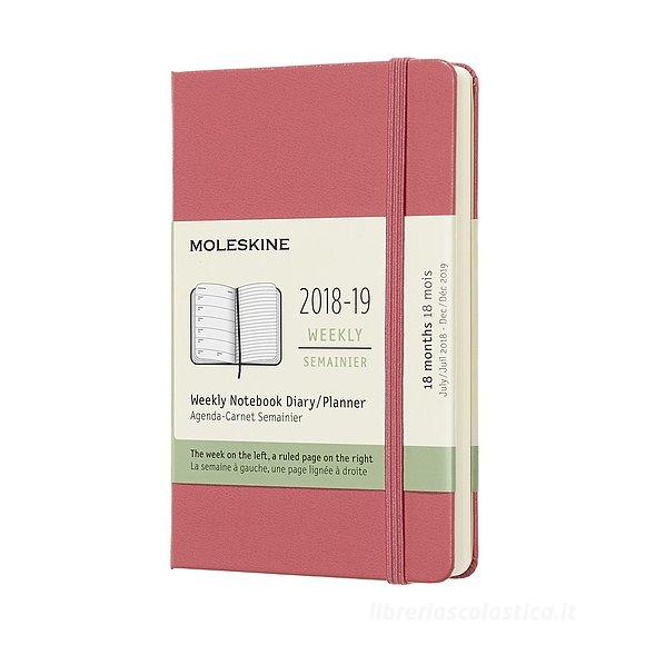 Moleskine 18 mesi - Agenda settimanale rosa - Pocket copertina rigida 2018-2019