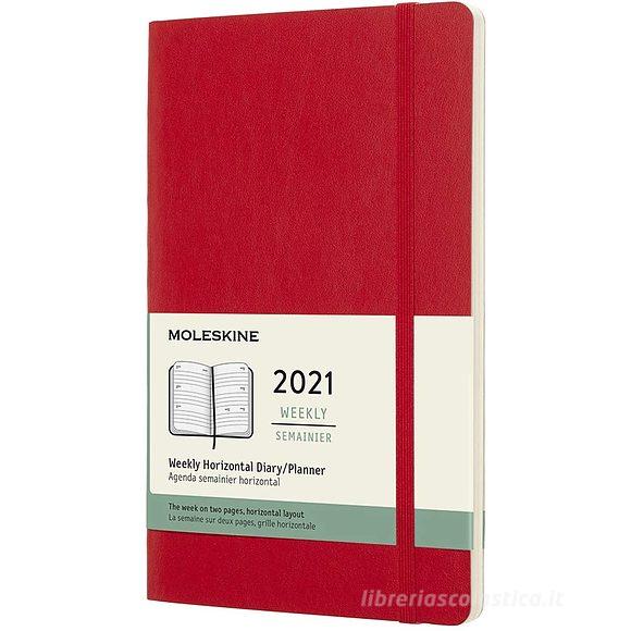 Moleskine 12 mesi - Agenda settimanale orizzontale rosso scarlatto - Large copertina morbida 2021