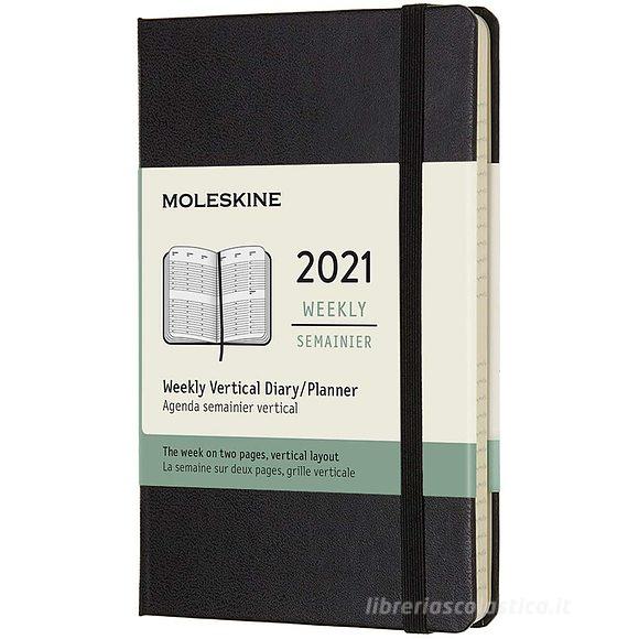 Moleskine 12 mesi - Agenda settimanale verticale nero - Pocket copertina rigida 2021