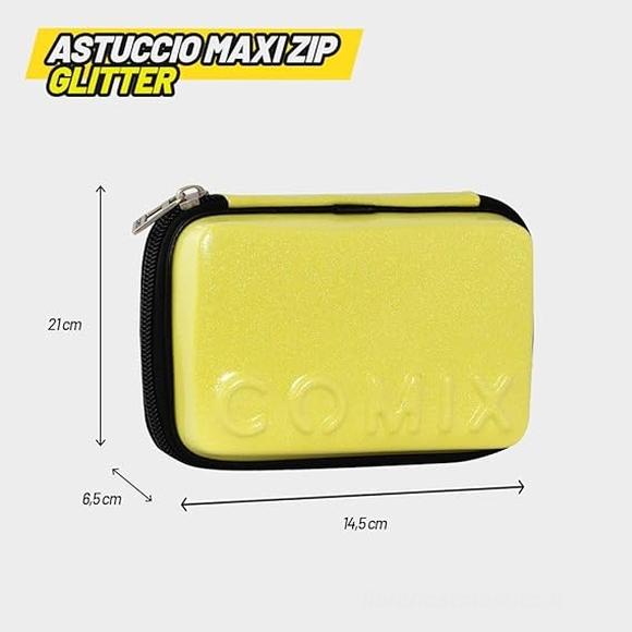 Astuccio corredo Maxi Zip Comix Glitter Giallo