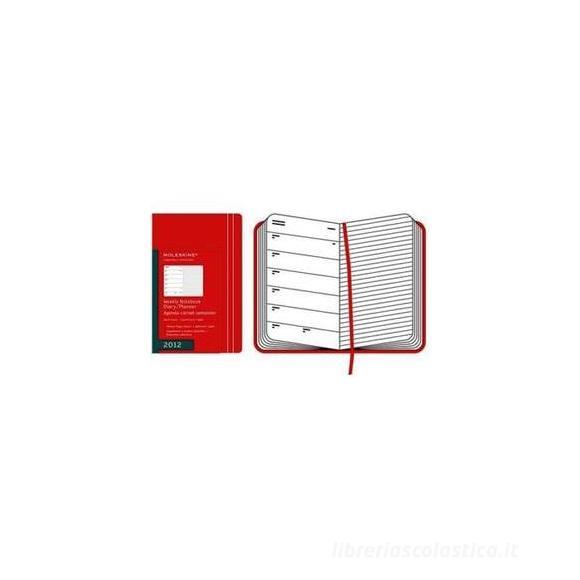 Moleskine 12 mesi - Weekly Notebook Diary - Pocket - Copertina rigida rossa 2012 Dimensioni 9 x 14 cm