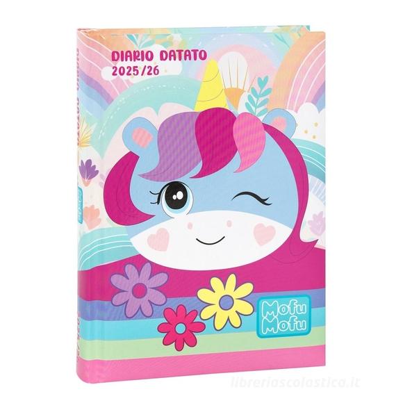 Mofu Mofu 2025-2026. Diario scuola giornaliero 12 mesi. Unicorno