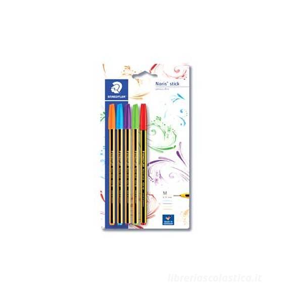 Confezione 5 penne colorate Noris Stick 434: Penne a sfera di Staedtler