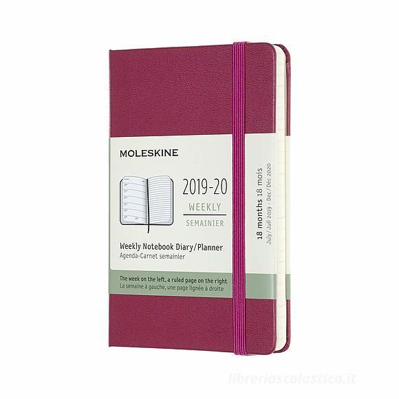 Moleskine 18 mesi - Agenda settimanale rosa - Pocket copertina rigida 2019-2020