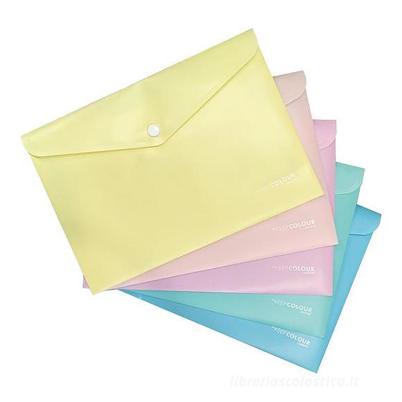Busta porta documenti con chiusura a clip Pastel KeepColour (colori assortiti)