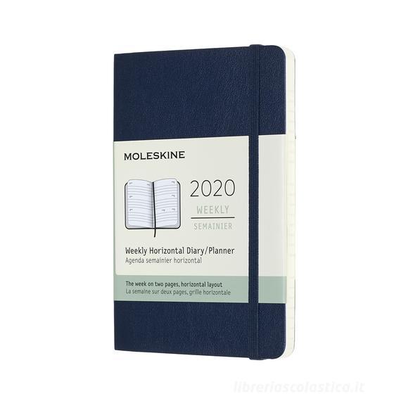 Moleskine 12 mesi - Agenda settimanale orizzontale blu - Pocket copertina morbida 2020