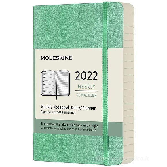 Moleskine 12 mesi - Agenda settimanale verde ghiaccio - Pocket copertina morbida 2022
