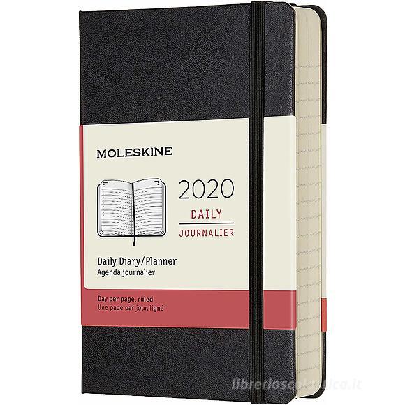 Moleskine 12 mesi - Agenda giornaliera nero - Pocket copertina rigida 2020