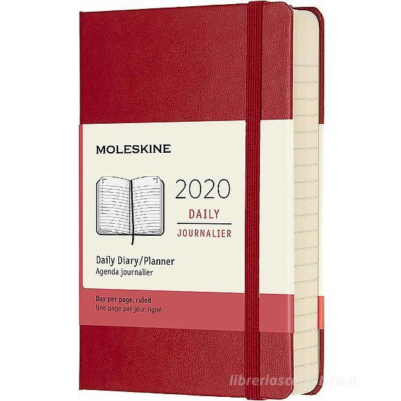 Moleskine 12 mesi - Agenda giornaliera rosso - Pocket copertina rigida 2020