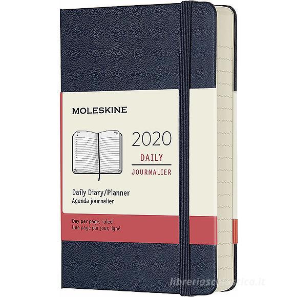 Moleskine 12 mesi - Agenda giornaliera blu - Pocket copertina rigida 2020