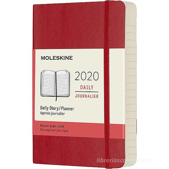 Moleskine 12 mesi - Agenda giornaliera rosso - Pocket copertina morbida 2020