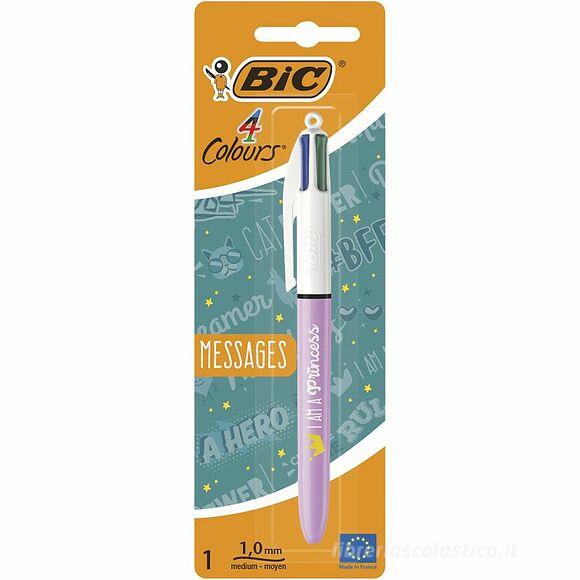 BiC Penna a sfera 4 colori 4 Colours Medium MESSAGES