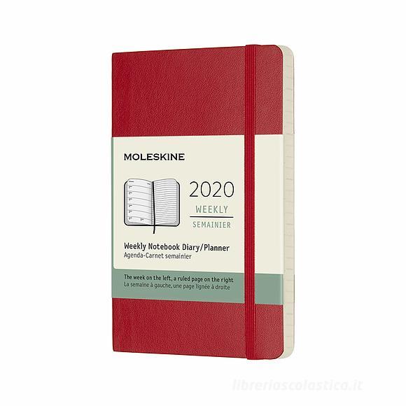 Moleskine 12 mesi - Agenda settimanale rosso - Pocket copertina morbida 2020