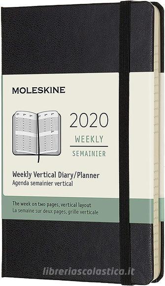 Moleskine 12 mesi - Agenda settimanale verticale nero - Pocket copertina rigida 2020