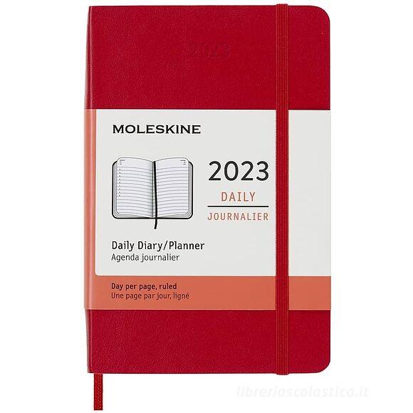 Moleskine 12 mesi - Agenda giornaliera rosso scarlatto - Pocket copertina morbida 2023